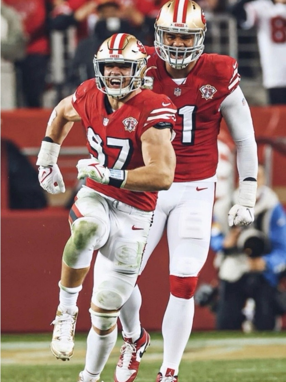 Nike Nick Bosa San Francisco 49ers 75th Anniversary Red Home Vapor Jersey XL - Picture 10 of 11
